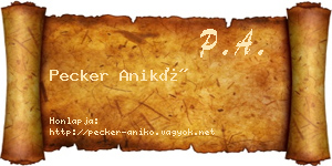 Pecker Anikó névjegykártya